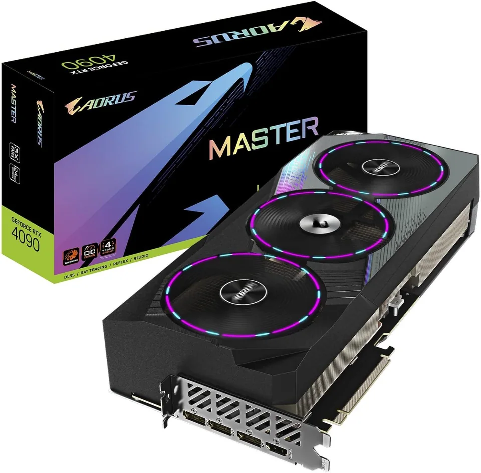 Gigabyte AORUS GeForce RTX 4090 MASTER 24GB — card and retail box