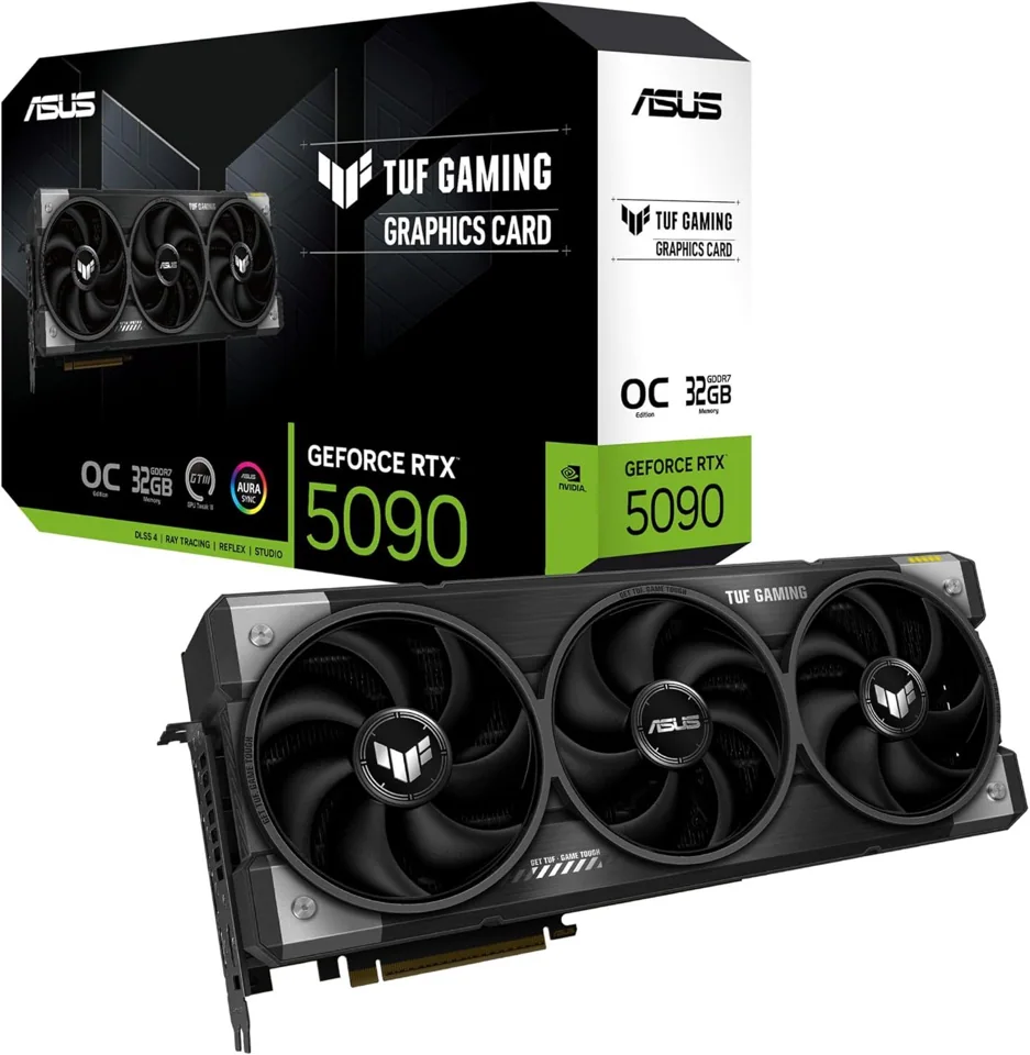ASUS TUF Gaming GeForce RTX 5090 OC 32GB — card and retail box